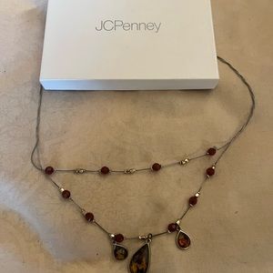 Necklace, vintage pearl, red